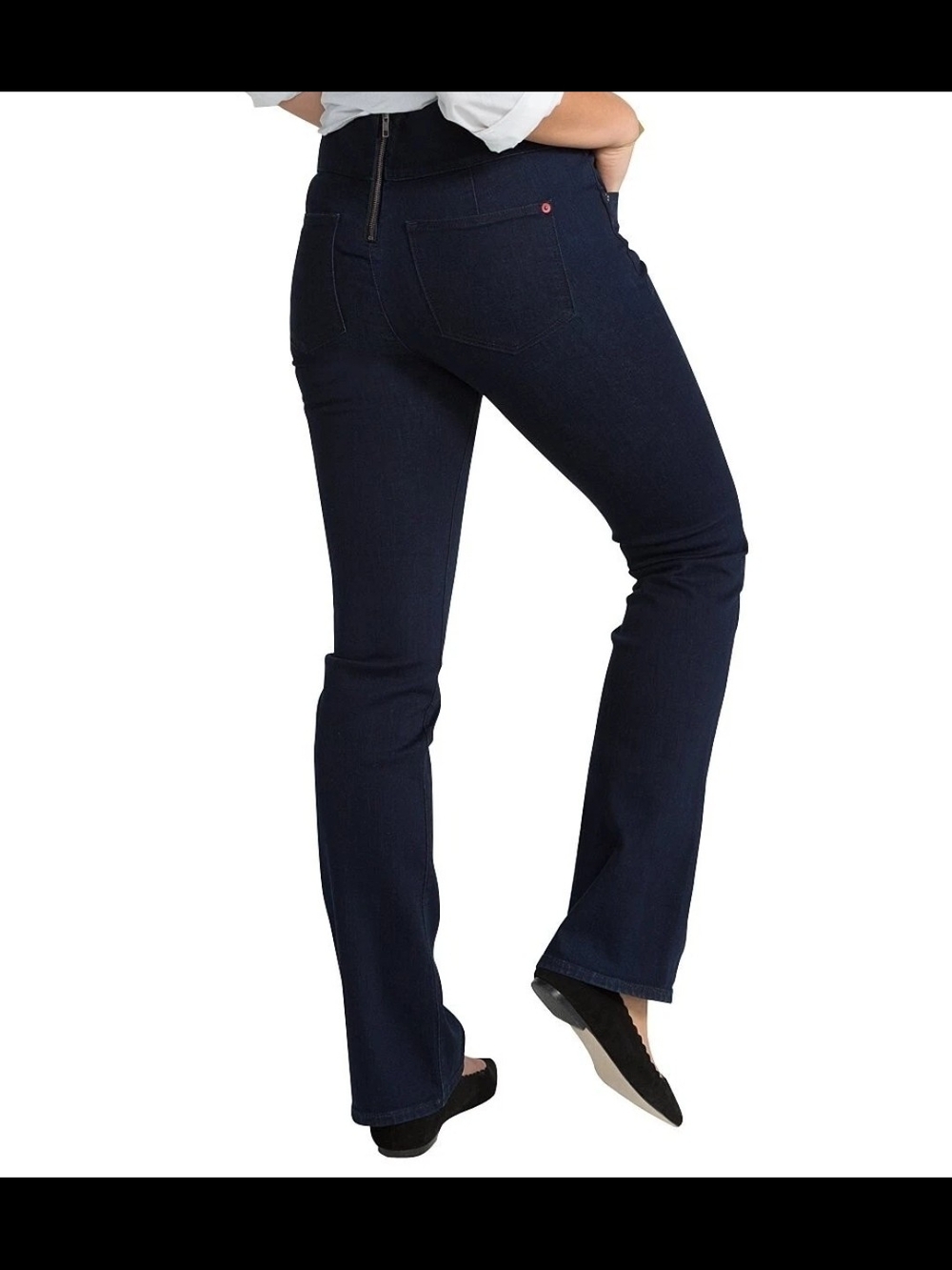 SPANX Signature Waist Slim Boot Cut Jeans Midnight Blue Back Zipper, sz 28"x32"